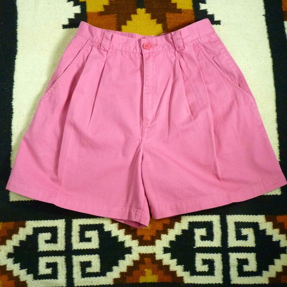 Vintage Pink Esprit High Rise Pleated Front Cotton Shorts Juniors 11/12 Medium